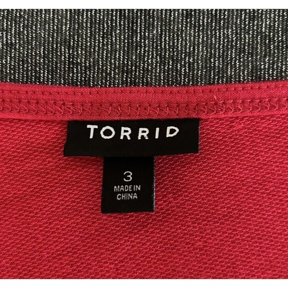 Torrid Red French Terry Off Shoulder Sweatshirt Top Embroidered Holiday 3‎ (3X) - Picture 4 of 8